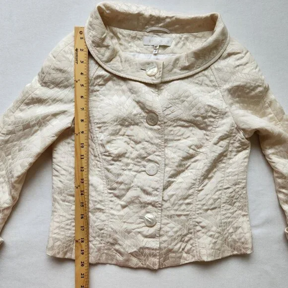 Escada Cropped Quilted Cream Jacket Blazer Vintage Rare Luxury Classic Office - Picture 12 of 16